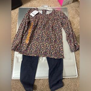 NWT Carters Girls 5T Floral Long Sleeve Two Piece Bundle Set